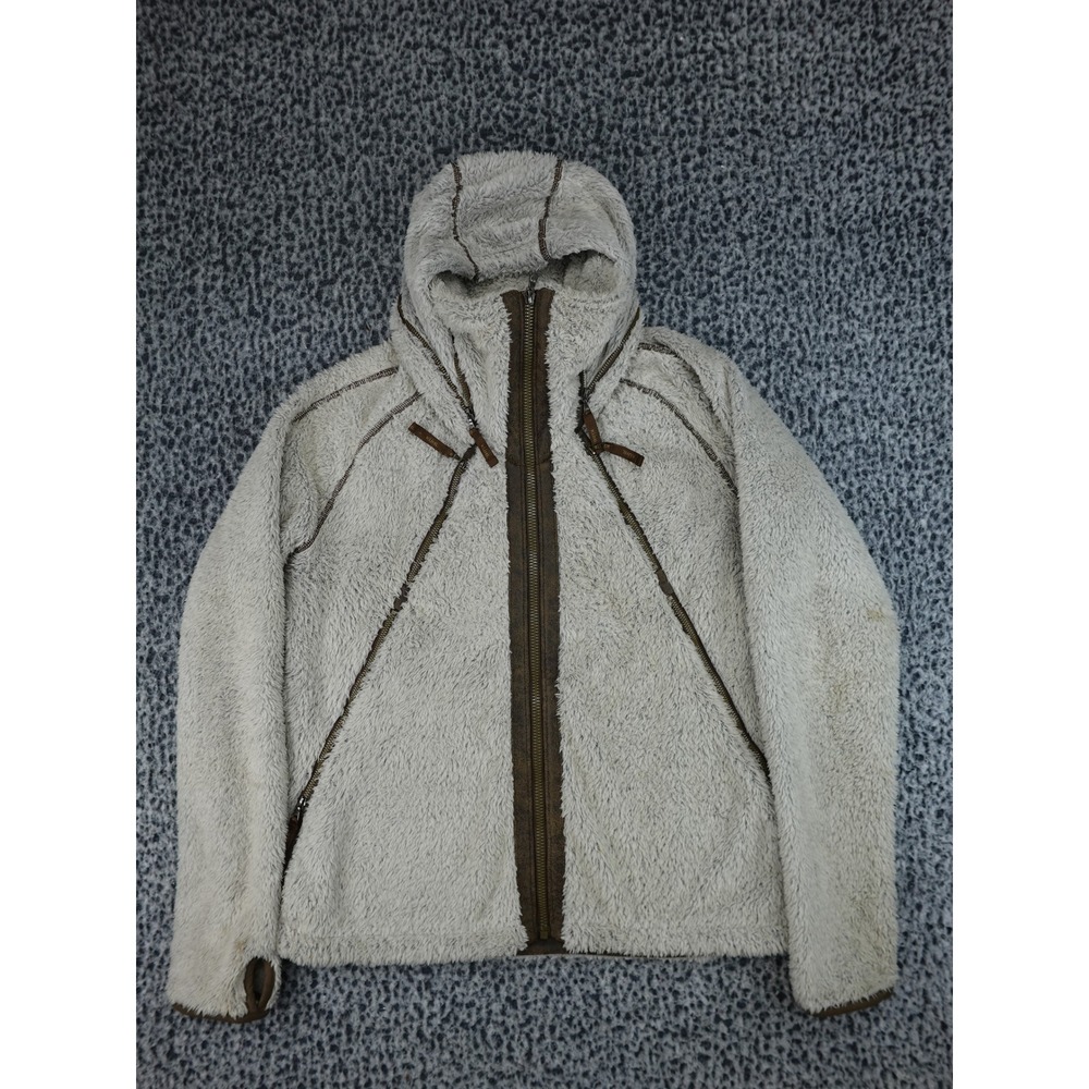 Kuhl Flight Jacket Women XL Oatmeal Cream High Pile Fleece Full Zip Hoodie 11988
